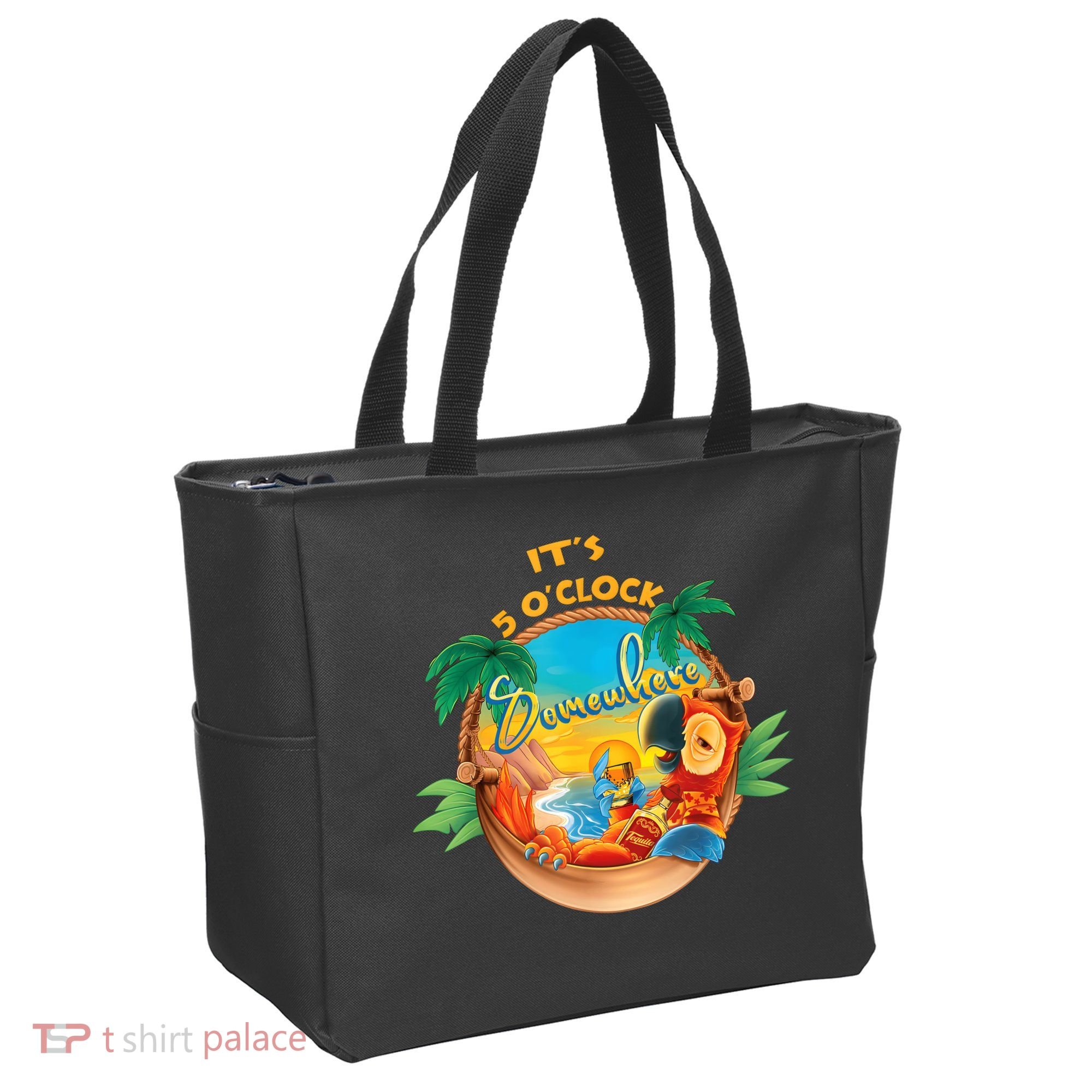 It Is 5 Oclock Somewhere Drinking Parrot Tote Bag