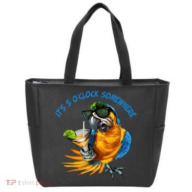 It Is 5 Oclock Somewhere Drinking Parrot Tote Bag