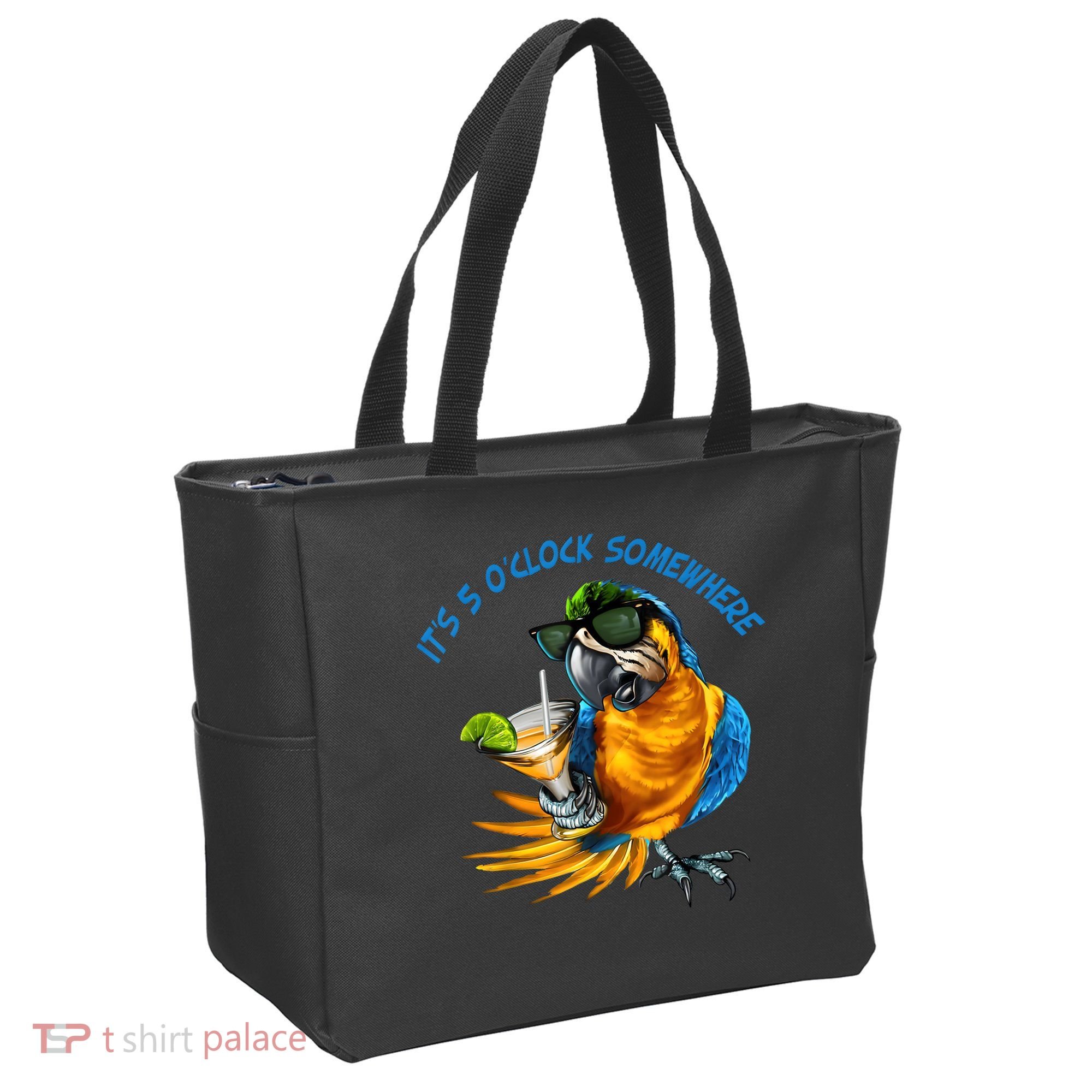 It Is 5 Oclock Somewhere Drinking Parrot Tote Bag
