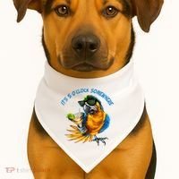 It Is 5 Oclock Somewhere Drinking Parrot USA-Made Doggie Bandana thumb 1