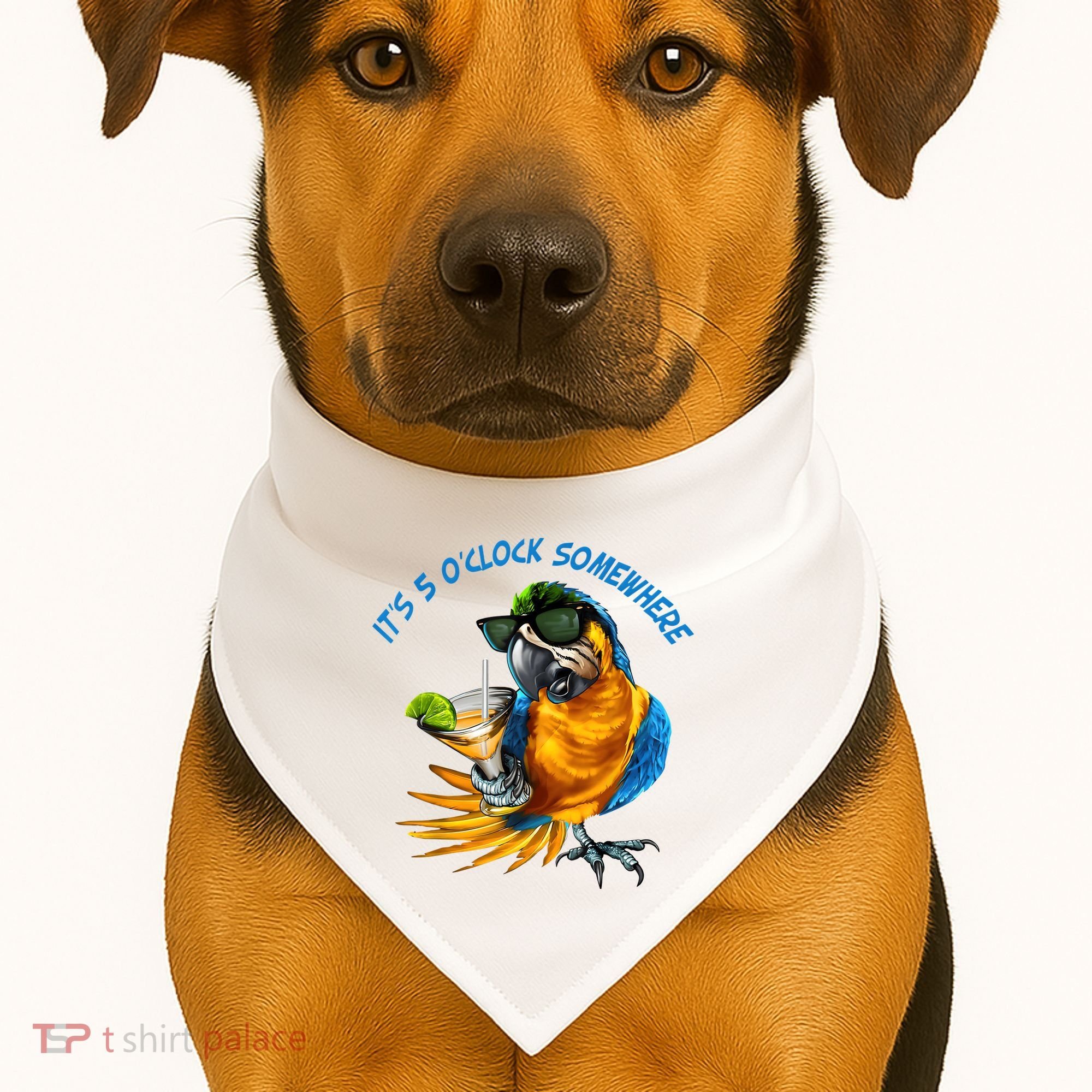 It Is 5 Oclock Somewhere Drinking Parrot USA-Made Doggie Bandana