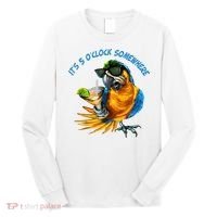 It Is 5 Oclock Somewhere Drinking Parrot Long Sleeve Shirt thumb 0