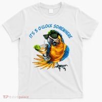 It Is 5 Oclock Somewhere Drinking Parrot T-Shirt thumb 0