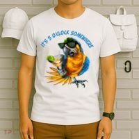 It Is 5 Oclock Somewhere Drinking Parrot T-Shirt thumb 6