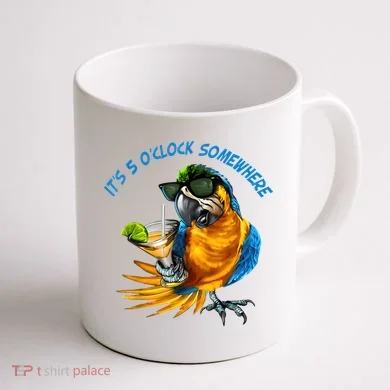 It Is 5 Oclock Somewhere Drinking Parrot Coffee Mug back
