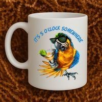 It Is 5 Oclock Somewhere Drinking Parrot Coffee Mug thumb 2