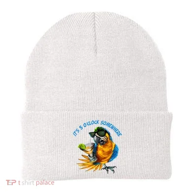It Is 5 Oclock Somewhere Drinking Parrot Beanie