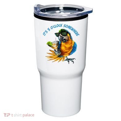 It Is 5 Oclock Somewhere Drinking Parrot Tumbler