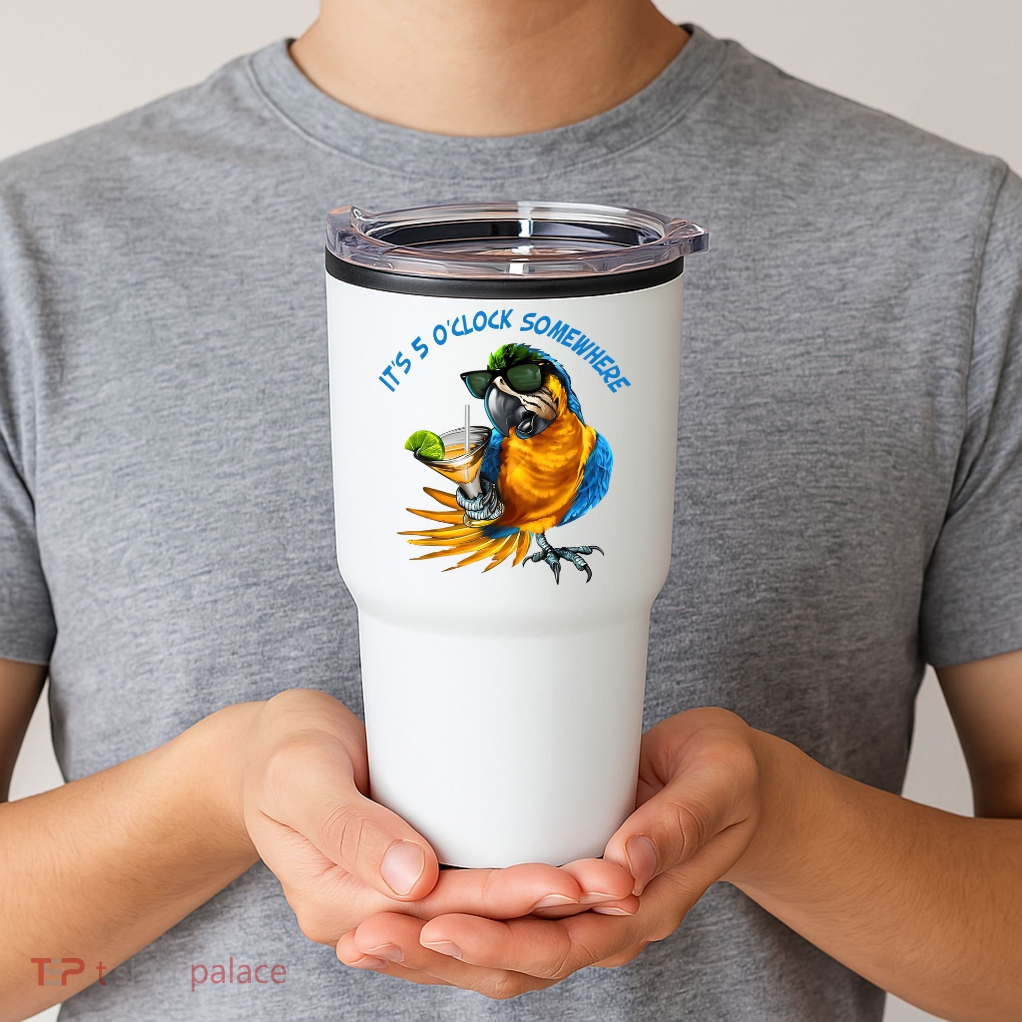 It Is 5 Oclock Somewhere Drinking Parrot Tumbler