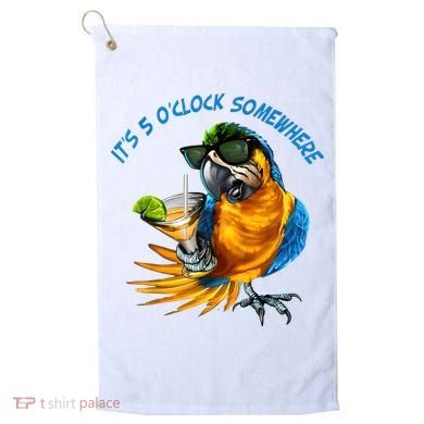 It Is 5 Oclock Somewhere Drinking Parrot Golf Towel