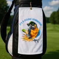It Is 5 Oclock Somewhere Drinking Parrot Golf Towel thumb 2