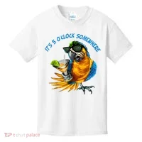 It Is 5 Oclock Somewhere Drinking Parrot Kids T-Shirt thumb 0