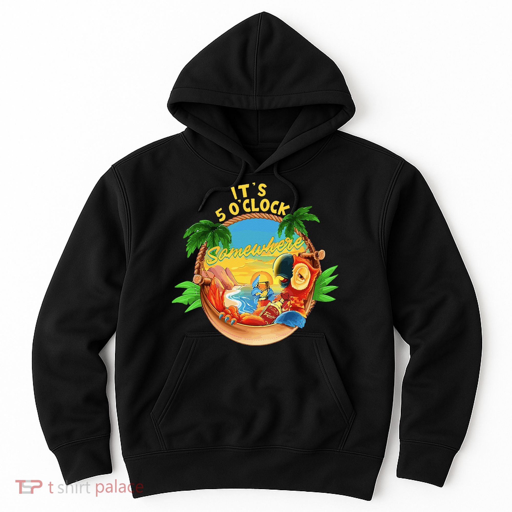 It Is 5 O'clock Somewhere Parrot Drinking Summer Vacation Hoodie