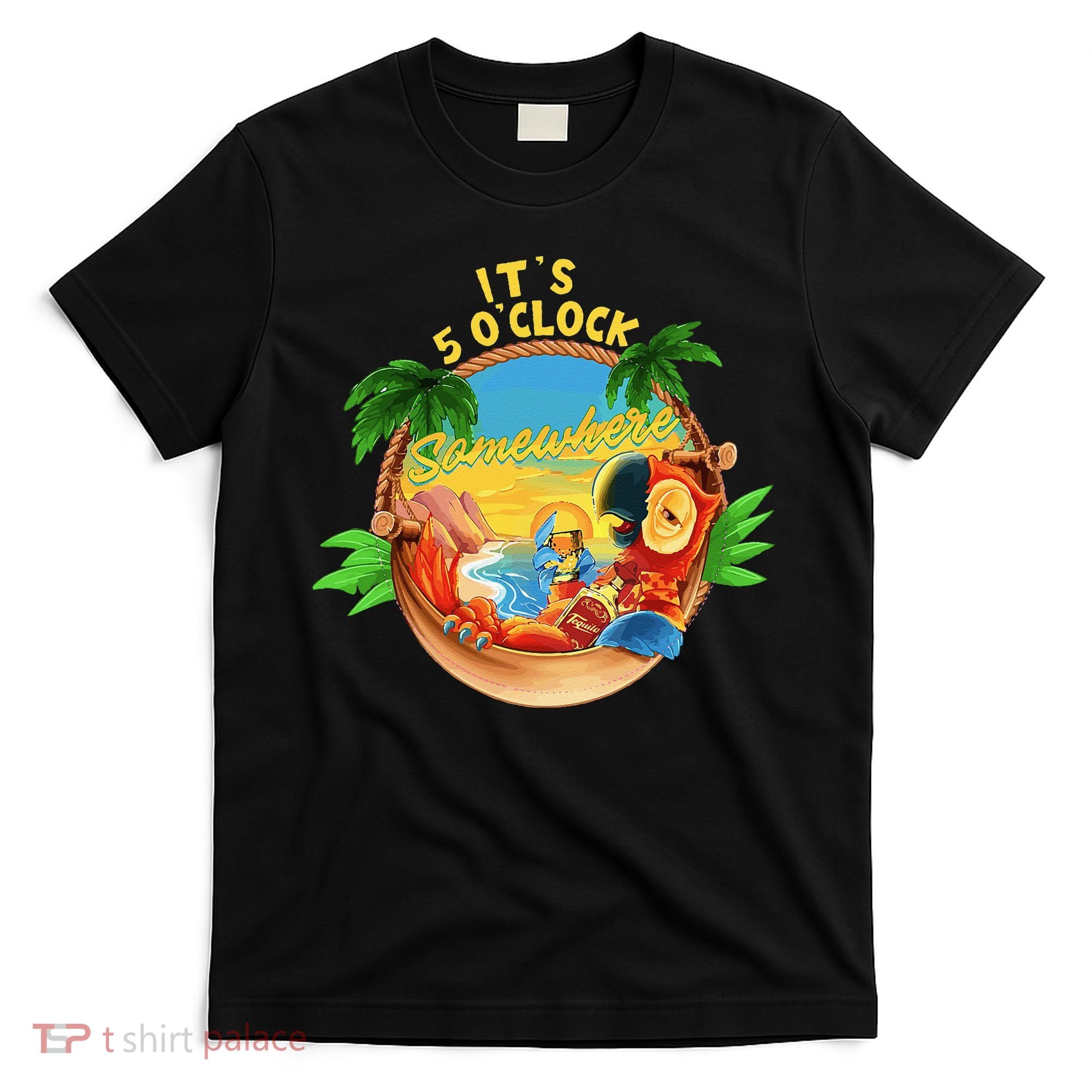 It Is 5 O'clock Somewhere Parrot Drinking Summer Vacation T-Shirt