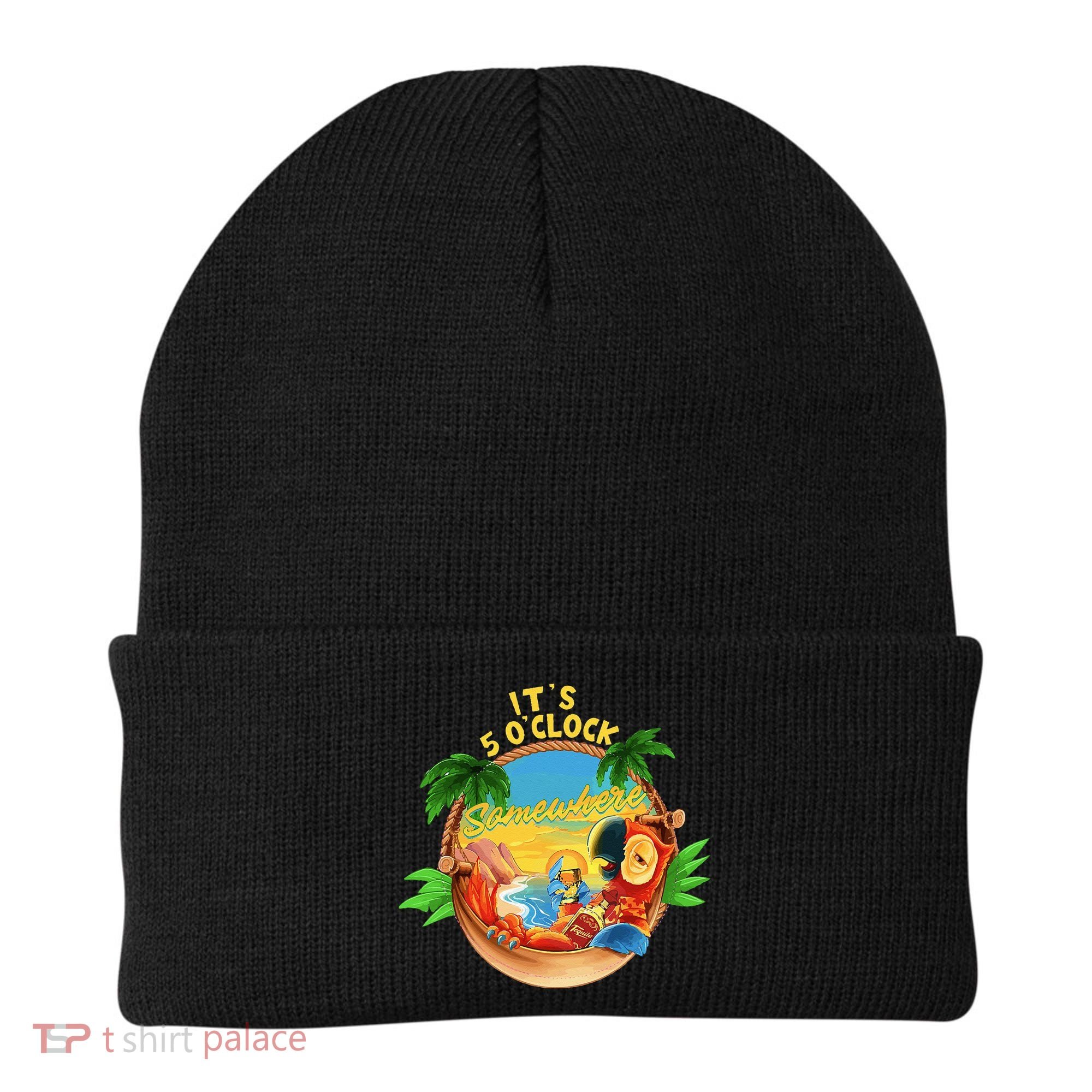It Is 5 O'clock Somewhere Parrot Drinking Summer Vacation Beanie