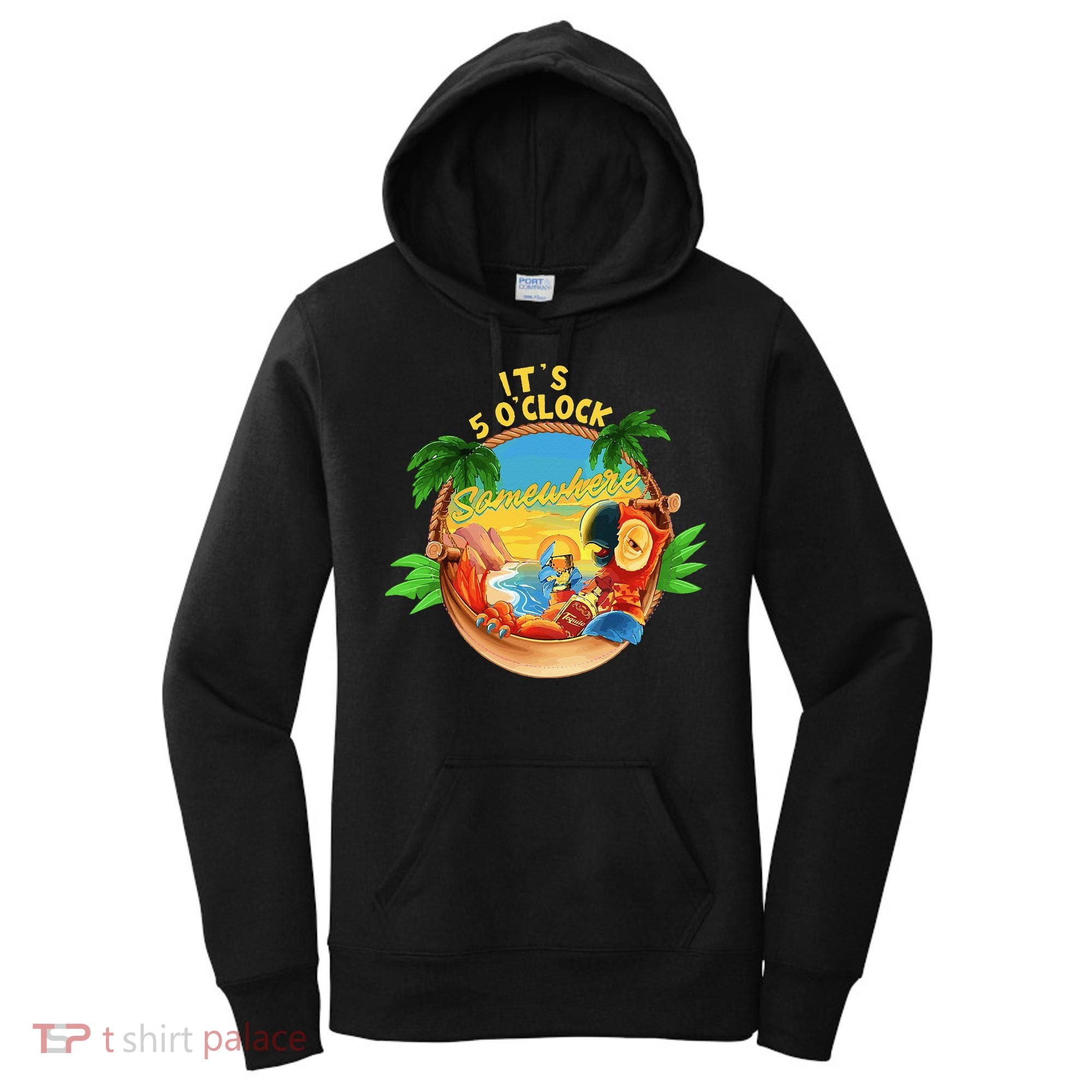 It Is 5 O'clock Somewhere Parrot Drinking Summer Vacation Women's Hoodie