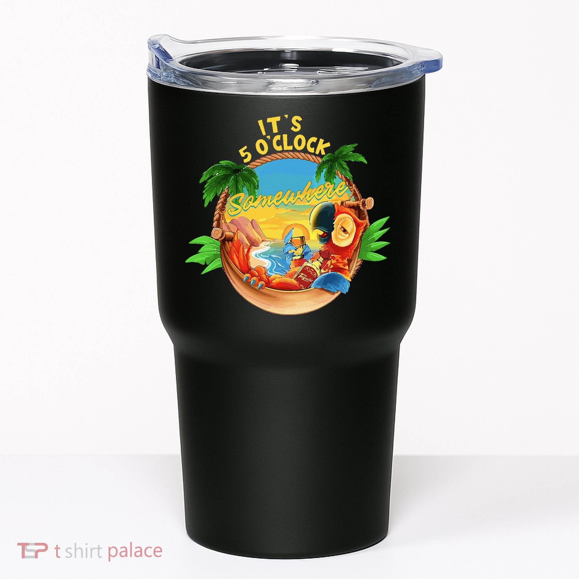 It Is 5 O'clock Somewhere Parrot Drinking Summer Vacation Tumbler