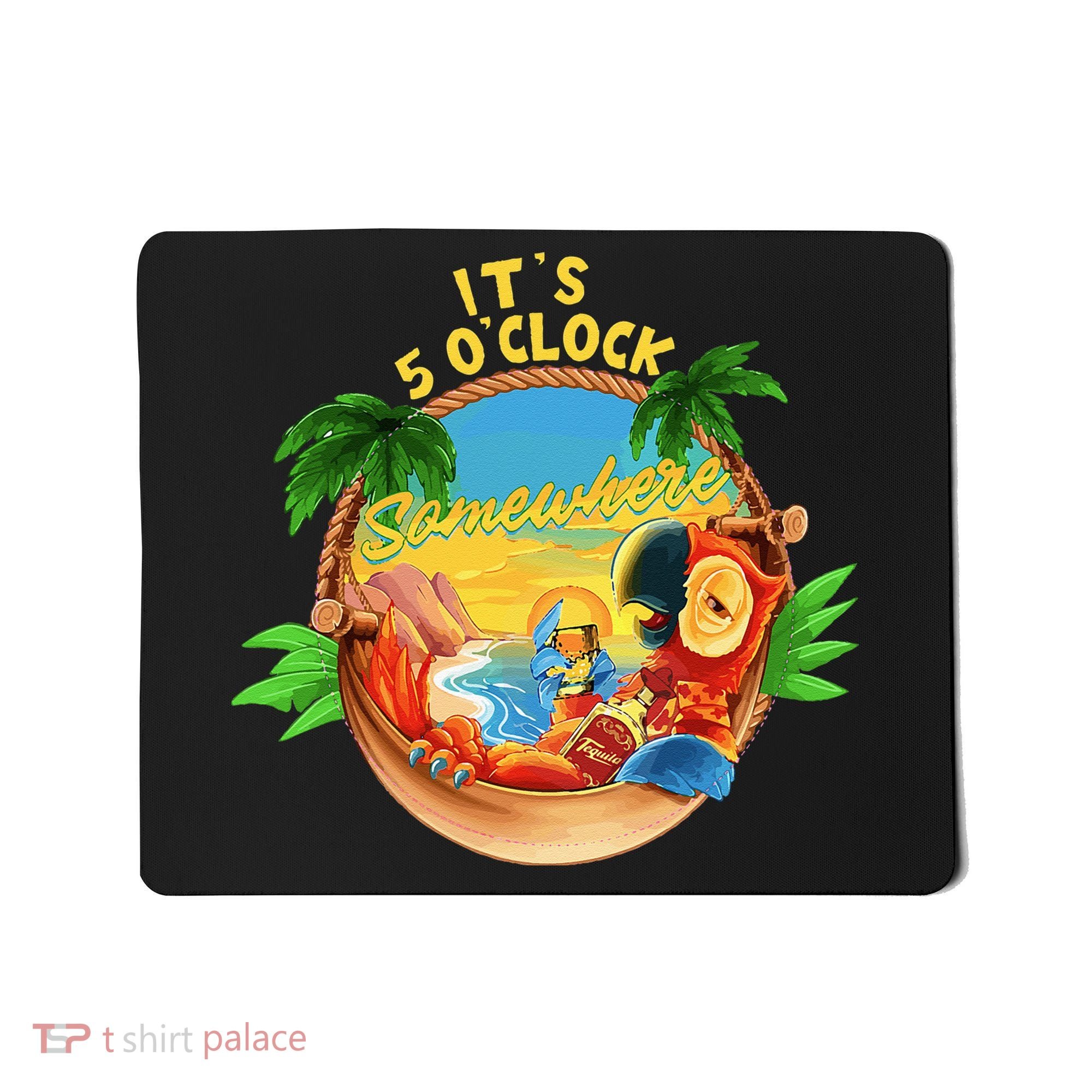 It Is 5 O'clock Somewhere Parrot Drinking Summer Vacation Mousepad