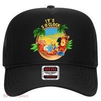 It Is 5 O'clock Somewhere Parrot Drinking Summer Vacation Hat thumb 0