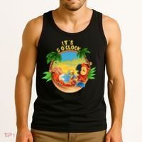 It Is 5 O'clock Somewhere Parrot Drinking Summer Vacation Tank Top thumb 3