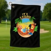It Is 5 O'clock Somewhere Parrot Drinking Summer Vacation Golf Towel thumb 1