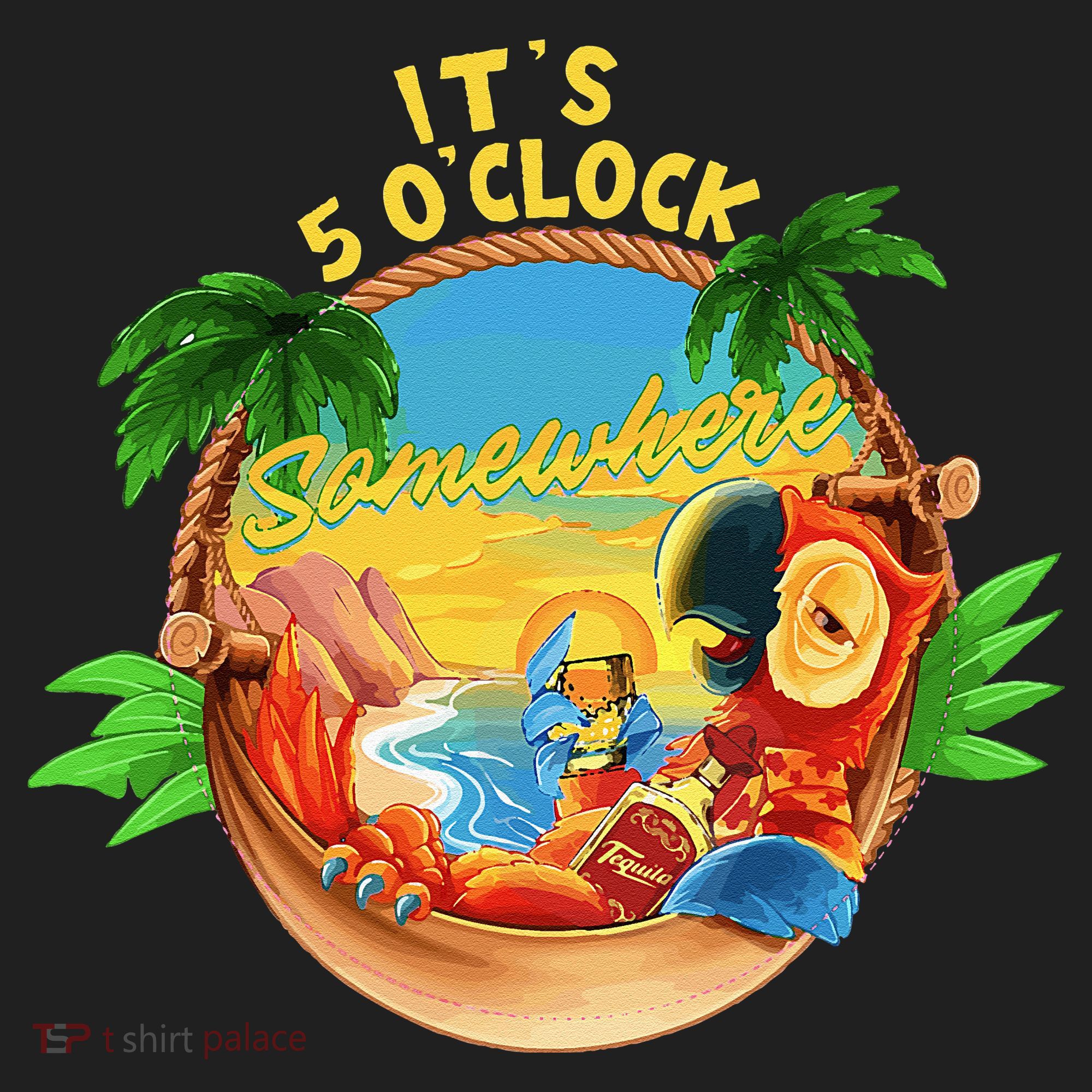 It Is 5 O'clock Somewhere Parrot Drinking Summer Vacation Golf Towel