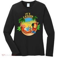 It Is 5 O'clock Somewhere Parrot Drinking Summer Vacation Women's Long Sleeve Shirt thumb 0