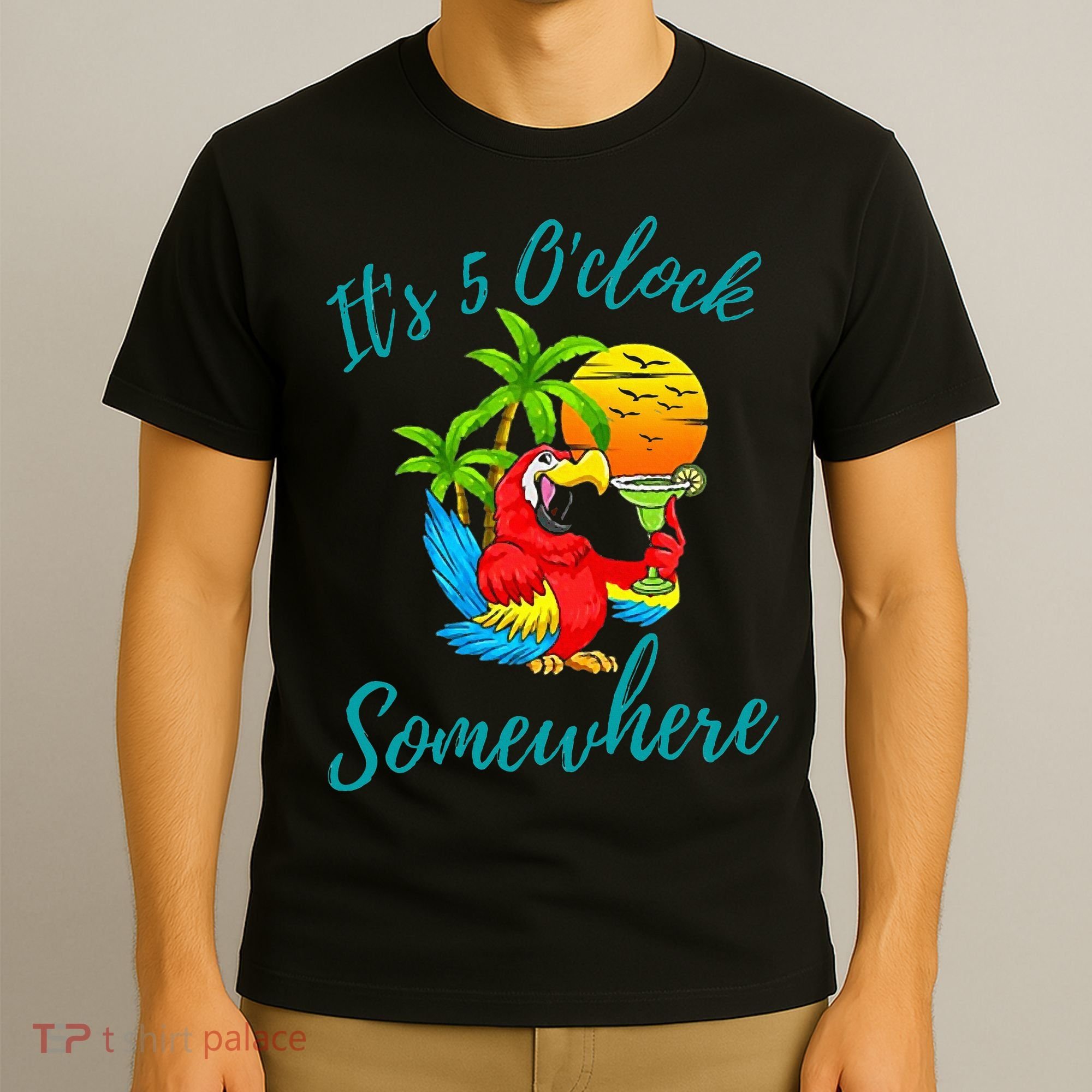 It Is 5 O'clock Somewhere Drinking Parrot T-Shirt
