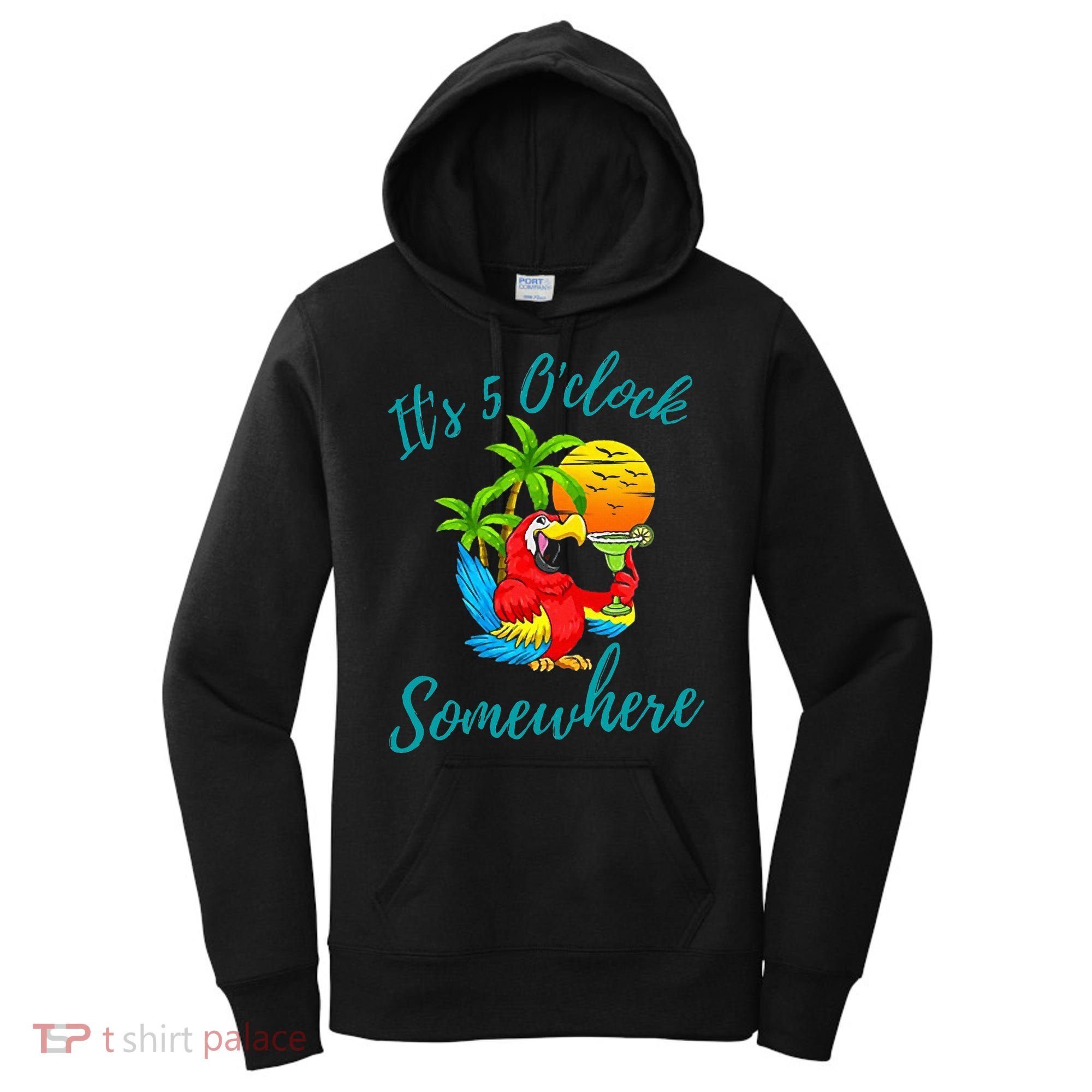 It Is 5 O'clock Somewhere Drinking Parrot Women's Hoodie