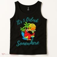 It Is 5 O'clock Somewhere Drinking Parrot Tank Top thumb 2