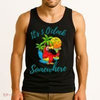 It Is 5 O'clock Somewhere Drinking Parrot Tank Top thumb 3