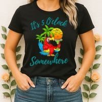 It Is 5 O'clock Somewhere Drinking Parrot Women's T-Shirt thumb 2