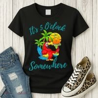 It Is 5 O'clock Somewhere Drinking Parrot Women's T-Shirt thumb 3