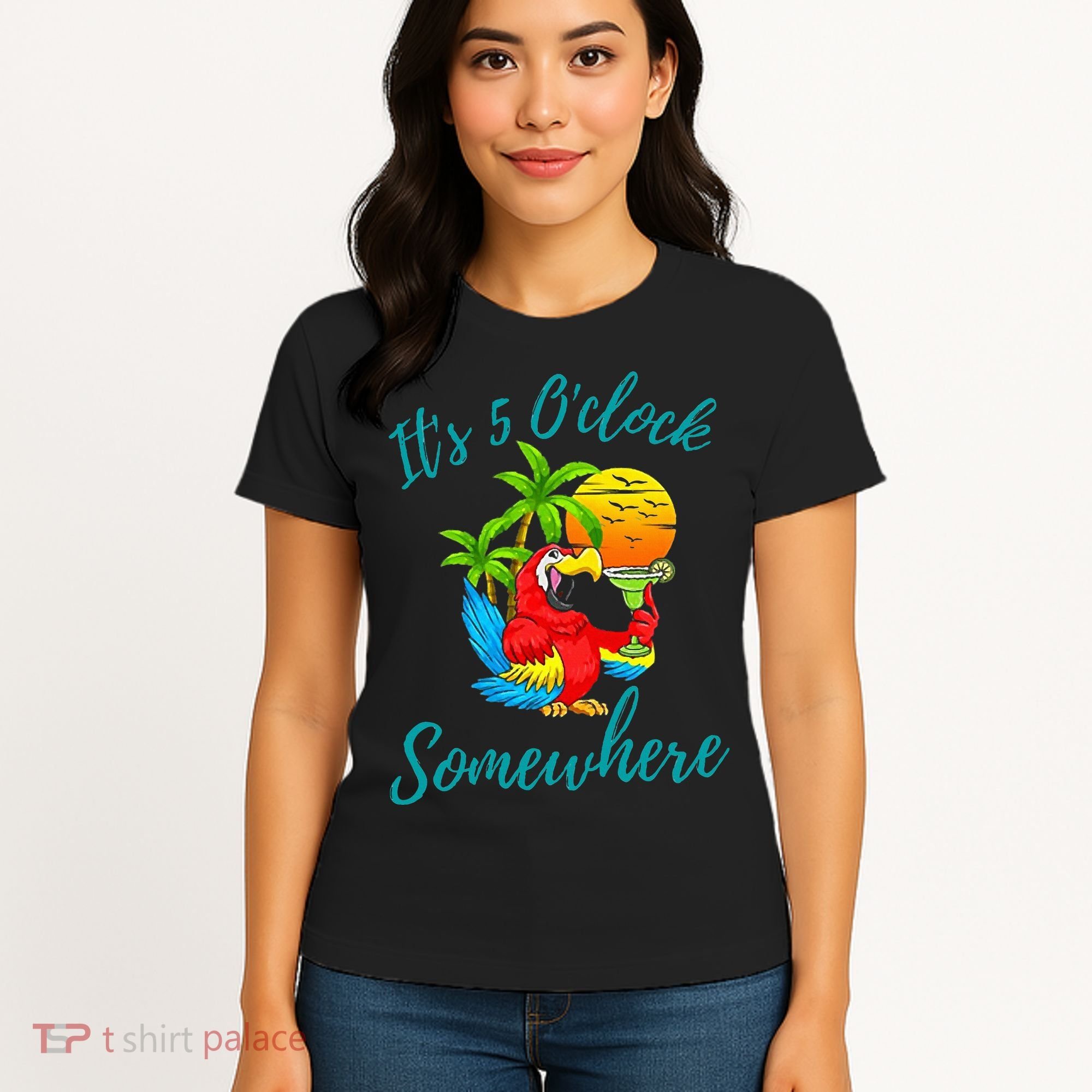 It Is 5 O'clock Somewhere Drinking Parrot Women's T-Shirt