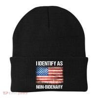 I Identify As NonBidenary Shirt Funny Anti Biden Beanie thumb 0
