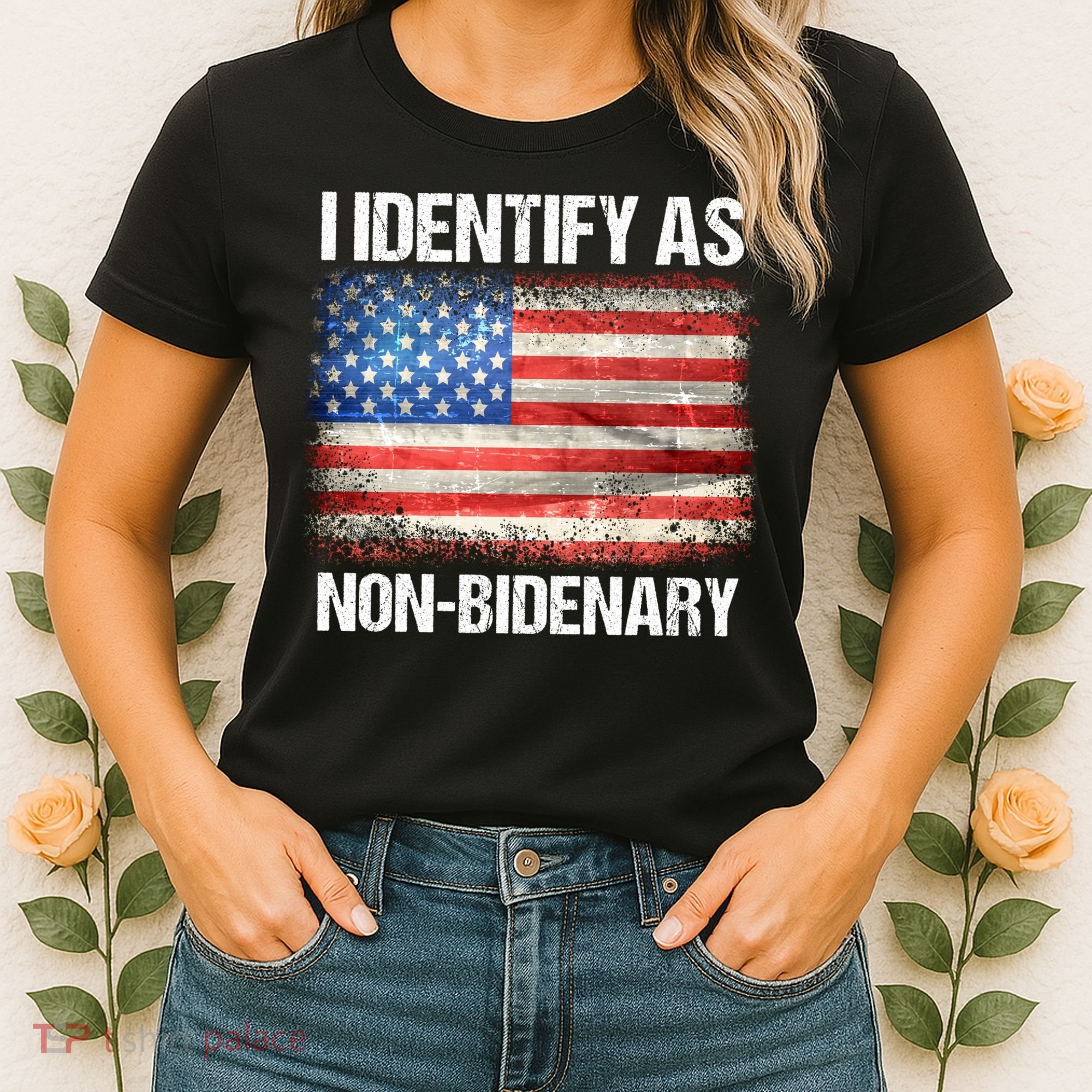 I Identify As NonBidenary Shirt Funny Anti Biden Women's T-Shirt