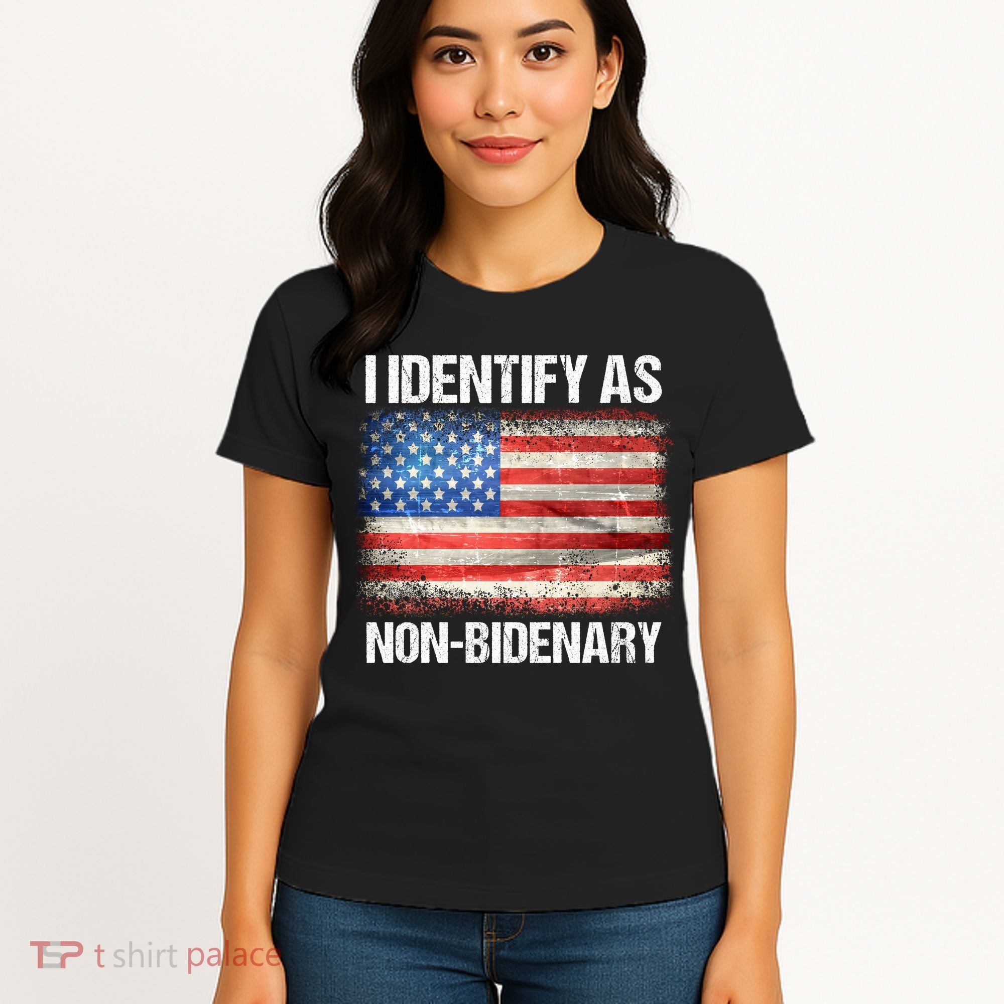 I Identify As NonBidenary Shirt Funny Anti Biden Women's T-Shirt
