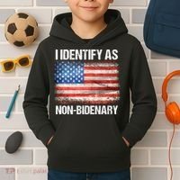 I Identify As NonBidenary Shirt Funny Anti Biden Kids Hoodie thumb 2