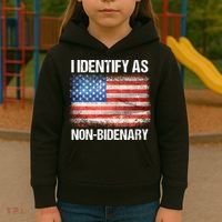I Identify As NonBidenary Shirt Funny Anti Biden Kids Hoodie thumb 3