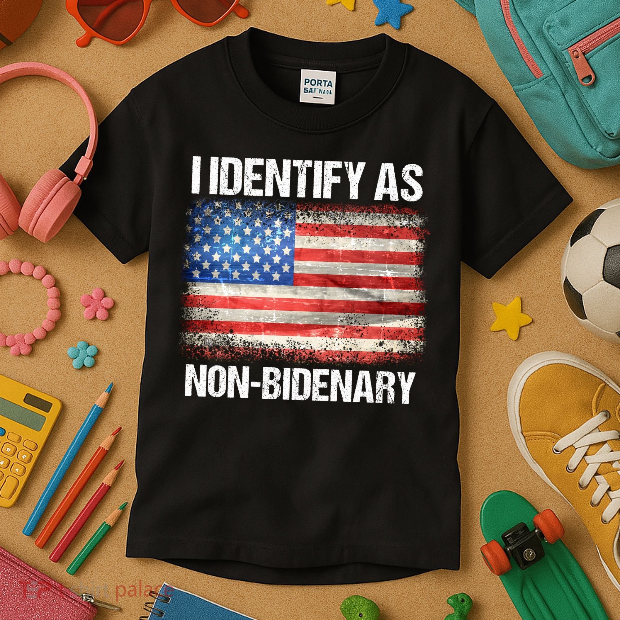 I Identify As NonBidenary Shirt Funny Anti Biden Kids T-Shirt