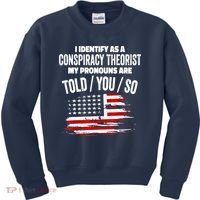 I Identify As A Conspiracy Theorist Pronouns Are Told You So Kids Sweatshirt thumb 0