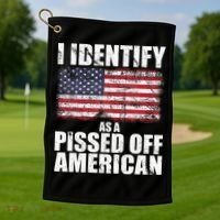 I Identify As A Pissed Off American We The People Democracy Golf Towel thumb 1