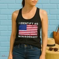 I Identify As Non Bidenary Patriot American Flag 4th Of July Women's Tank Top thumb 2