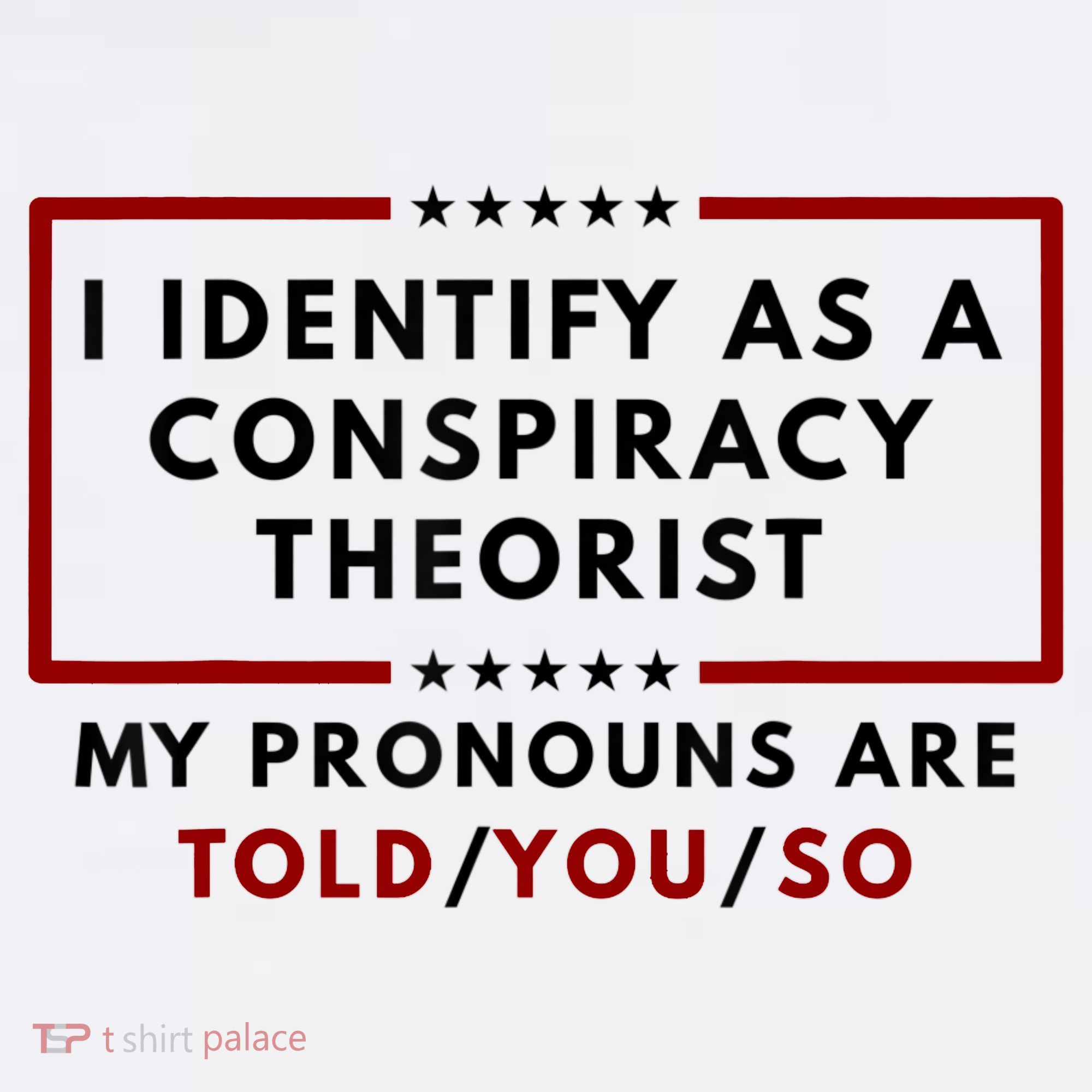 I Identify As A Conspiracy Theorist My Pronouns Are Told T-Shirt