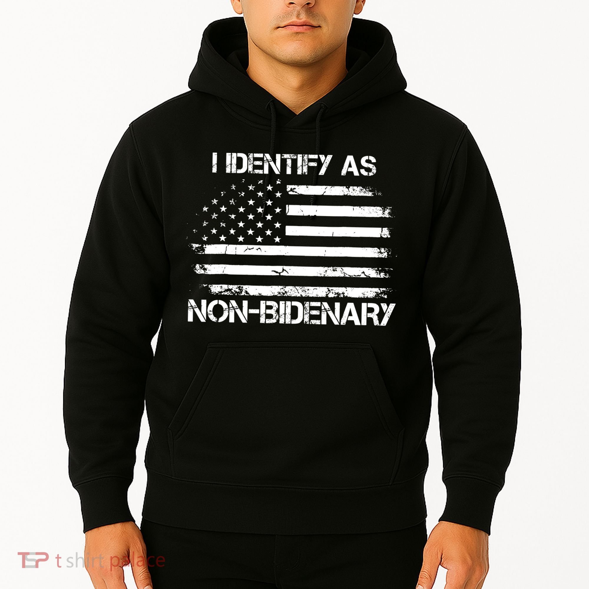 I Identify As Non Bidenary American Flag Hoodie