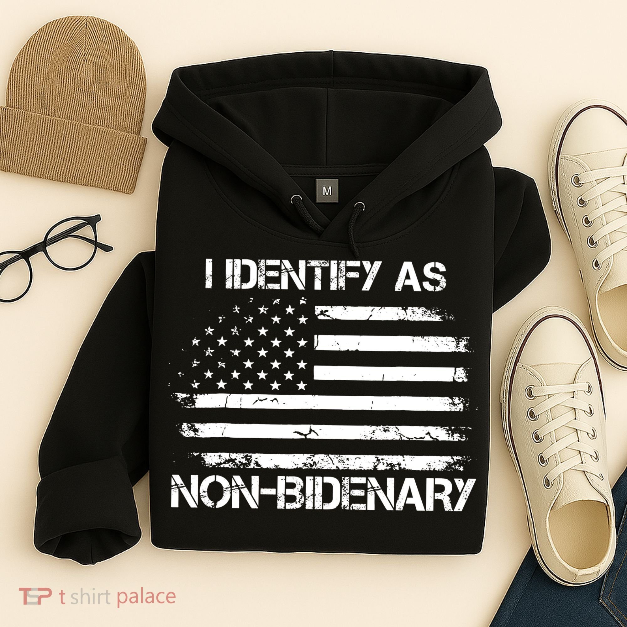 I Identify As Non Bidenary American Flag Hoodie
