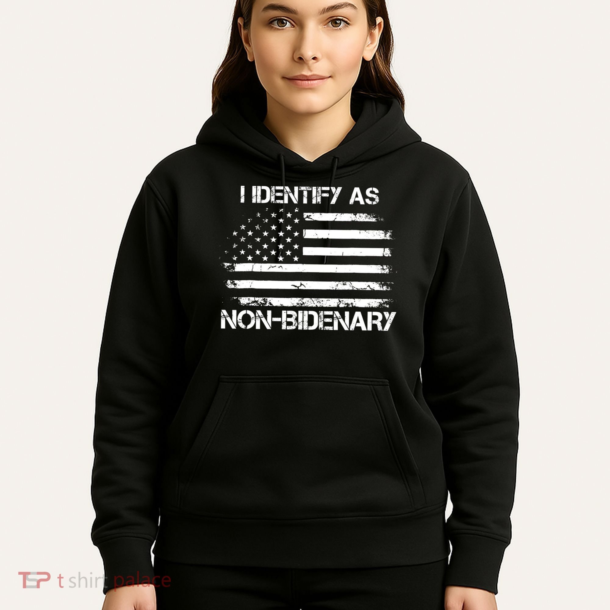 I Identify As Non Bidenary American Flag Hoodie