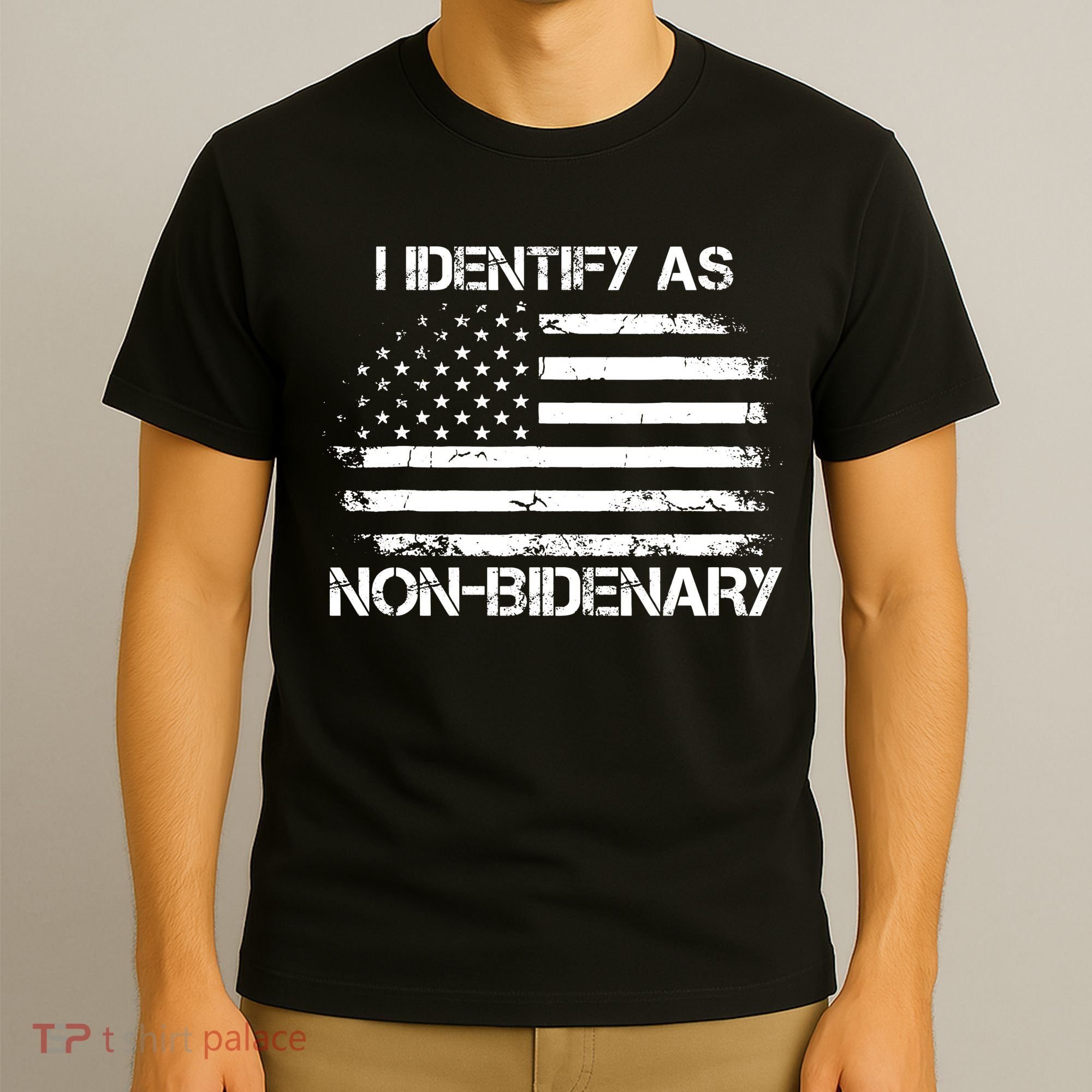 I Identify As Non Bidenary American Flag T-Shirt