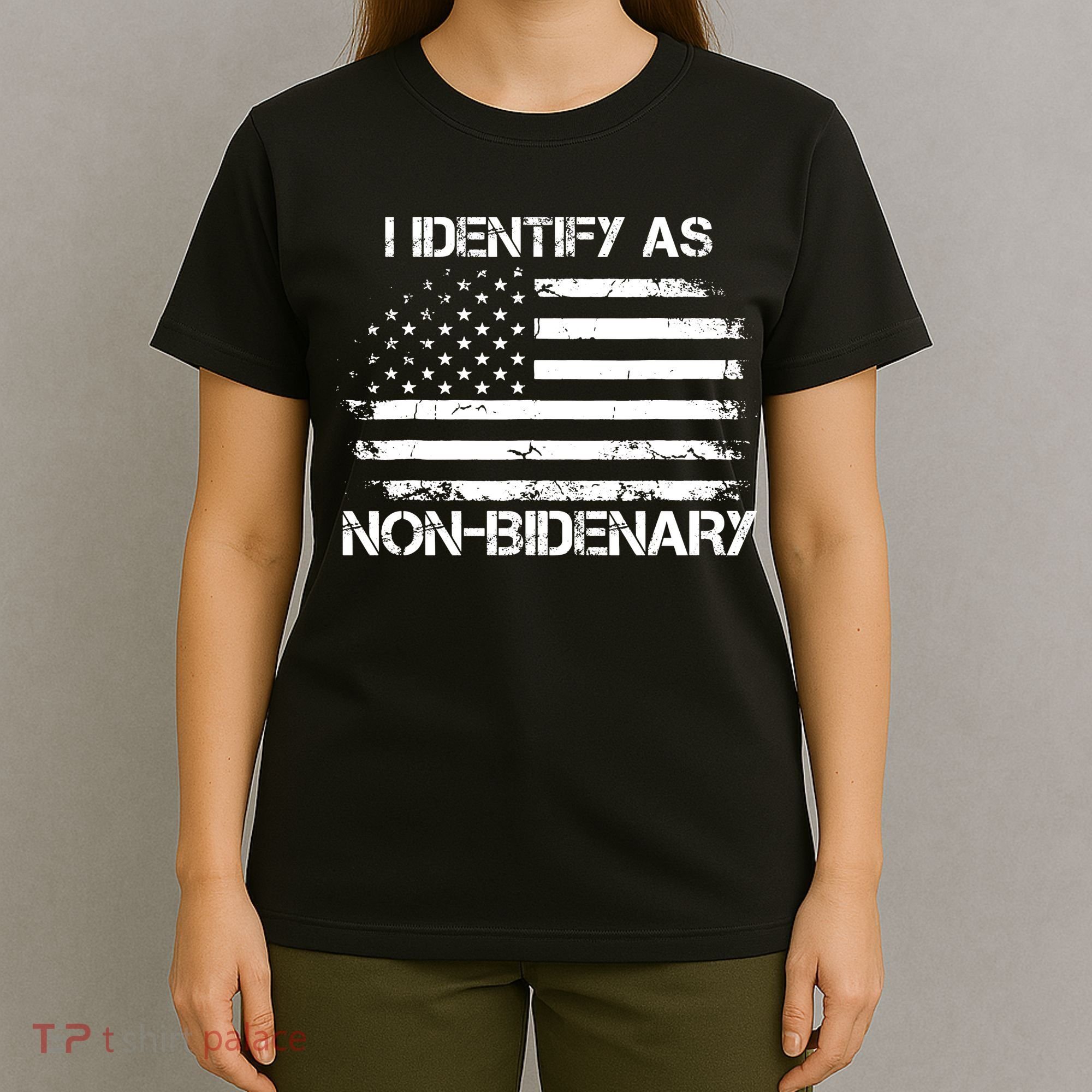 I Identify As Non Bidenary American Flag T-Shirt