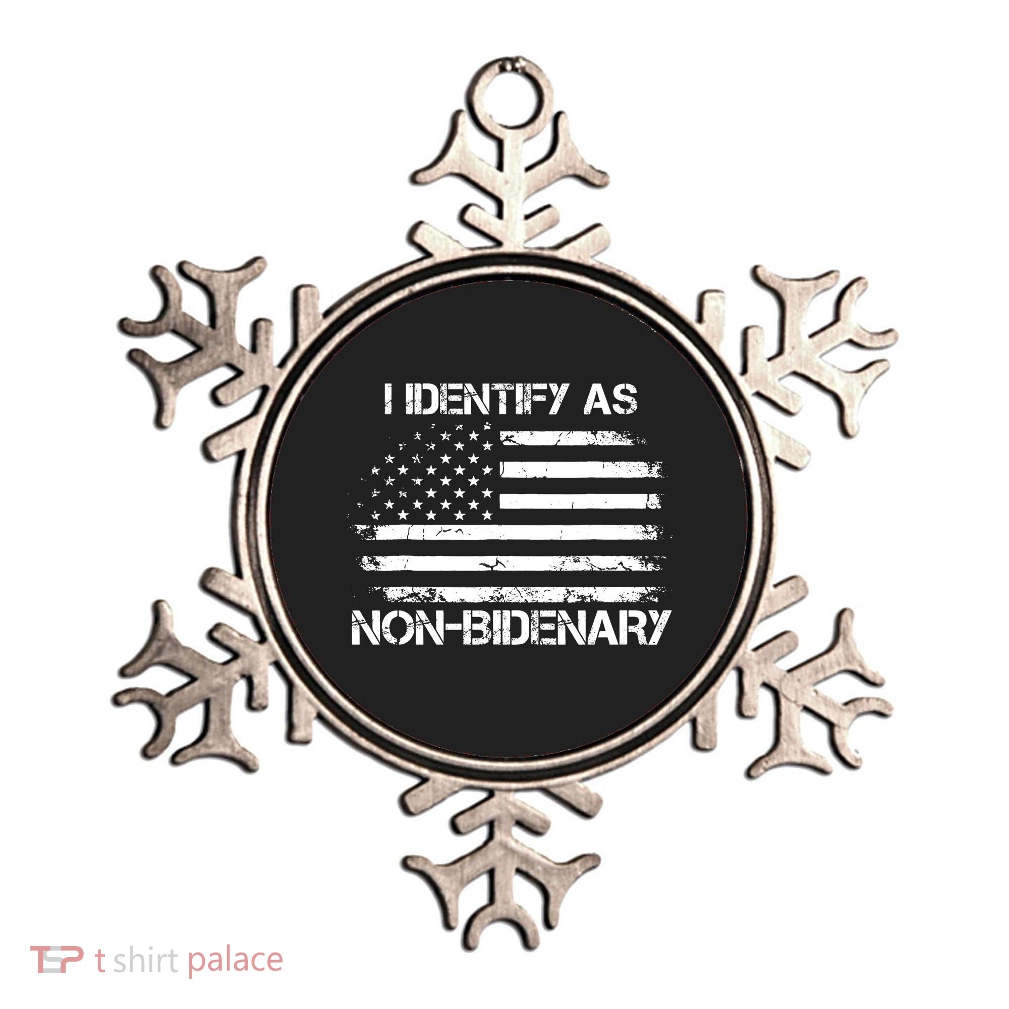 I Identify As Non Bidenary American Flag Ornament